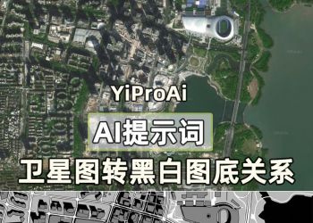 Ai提示词：卫星图转黑白图底关系