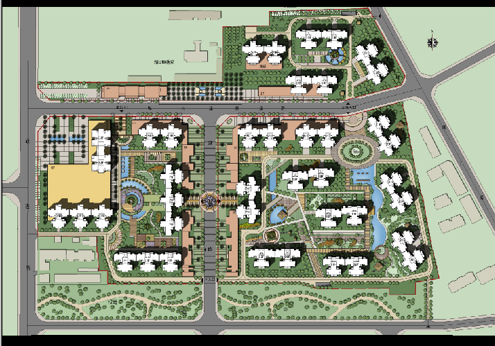 5套住宅小区psd分层规划总平面图-彩平图案例psd-建筑成品图素材