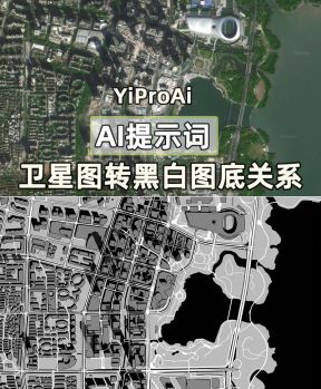 Ai提示词：卫星图转黑白图底关系