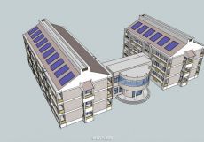 带太阳能电池板的宿舍楼建筑