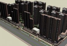 和合完整小区su模型 带精细景观 住宅底层商业su模型下载