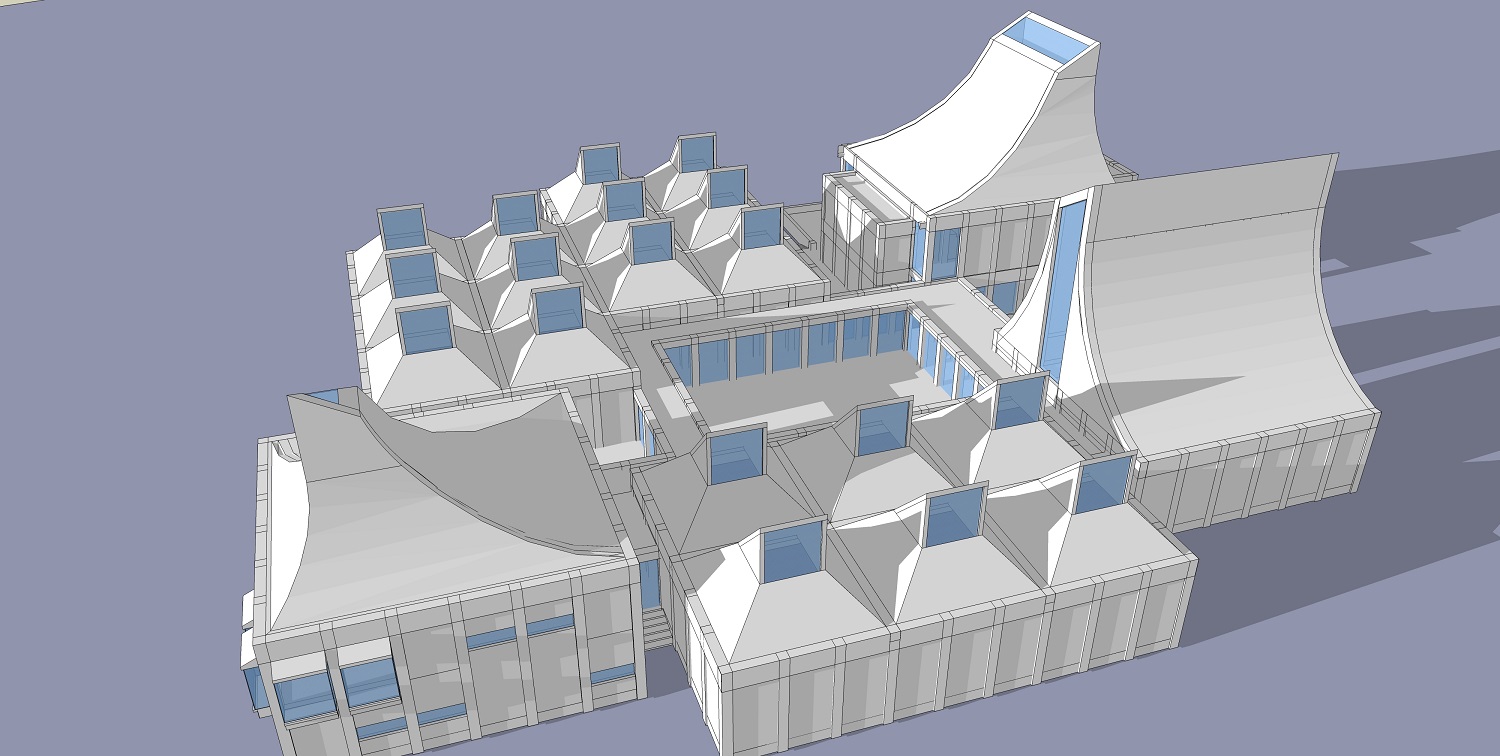伍重作品 Utzon Center sketchup模型-1