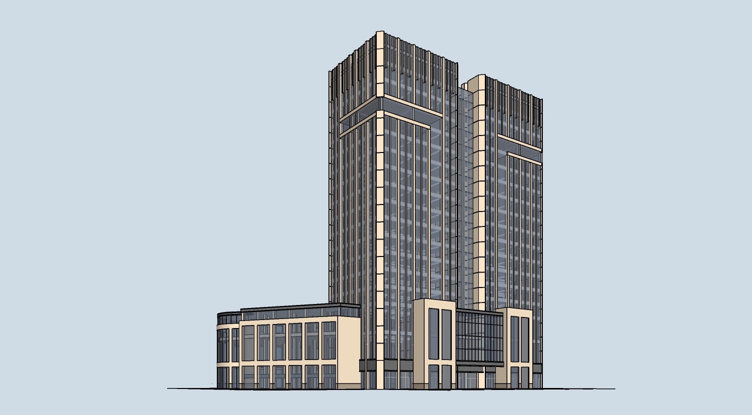 带裙房办公楼 sketchup模型-1