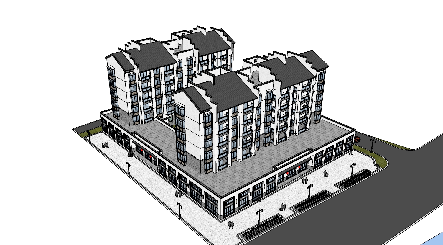 某徽州风格商住楼 sketchup模型-1