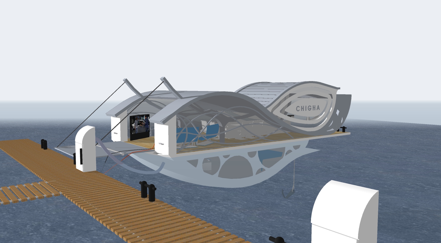 某海上小型办公建筑 sketchup模型-1