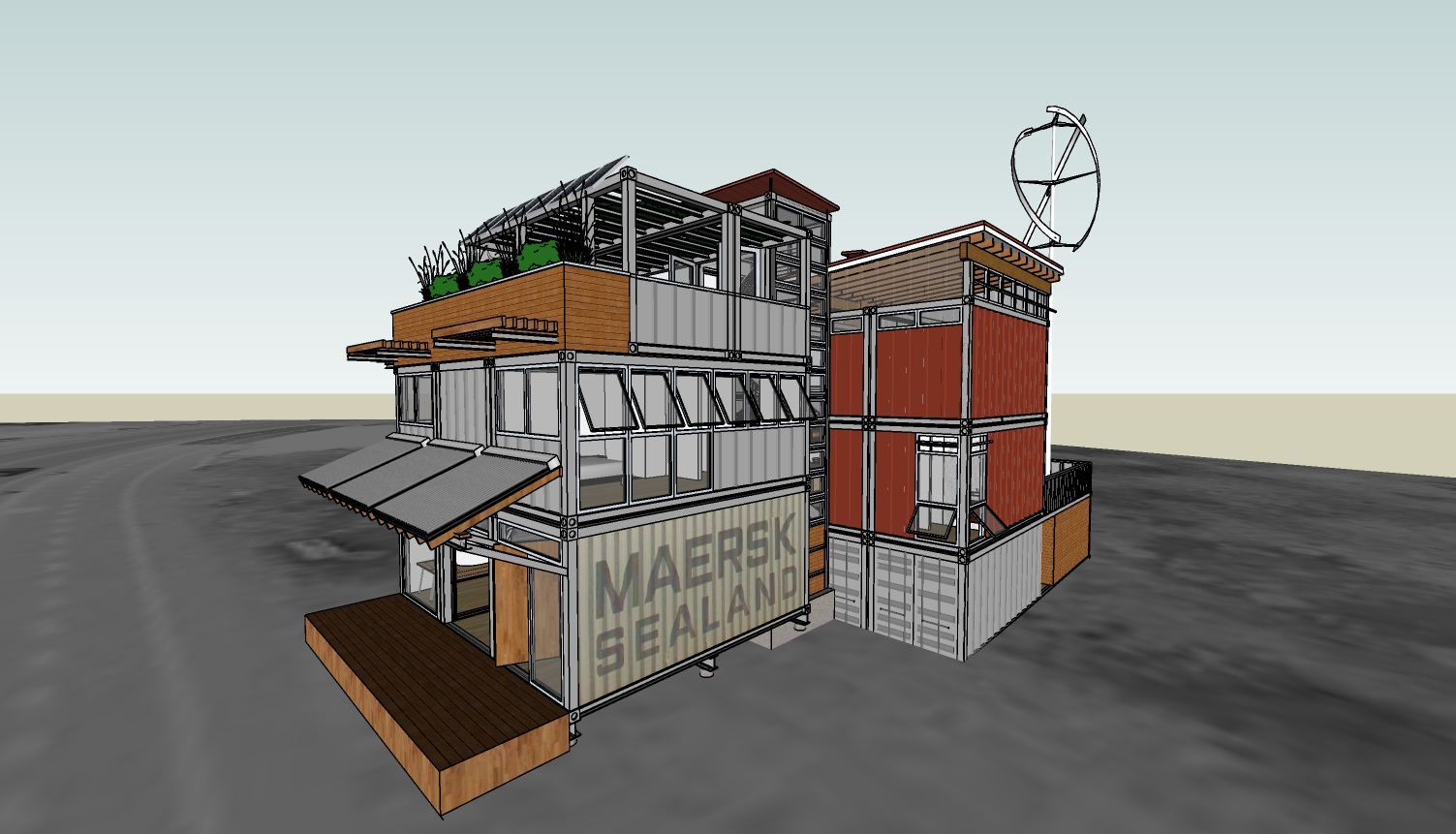 集装箱改造住宅建筑 sketchup模型-1