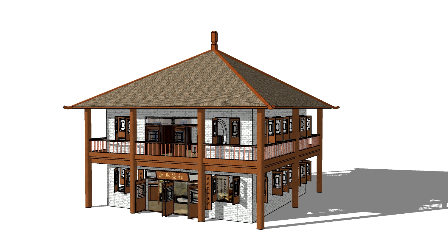 茶馆茶楼建筑su模型-1