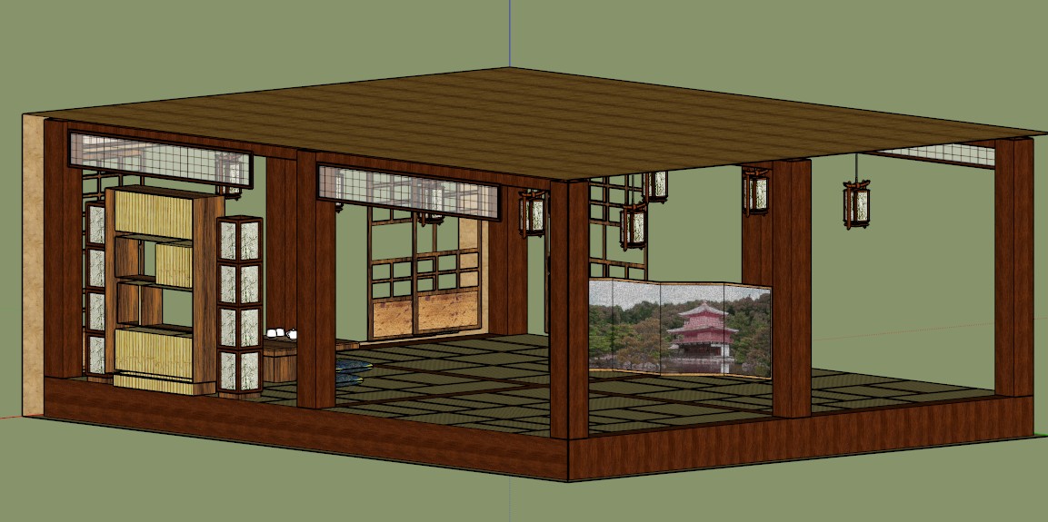 日式茶厅su模型-1