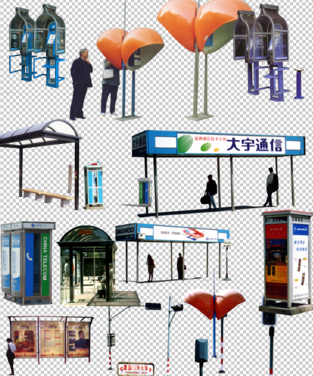 电话亭 候车厅psd素材-1
