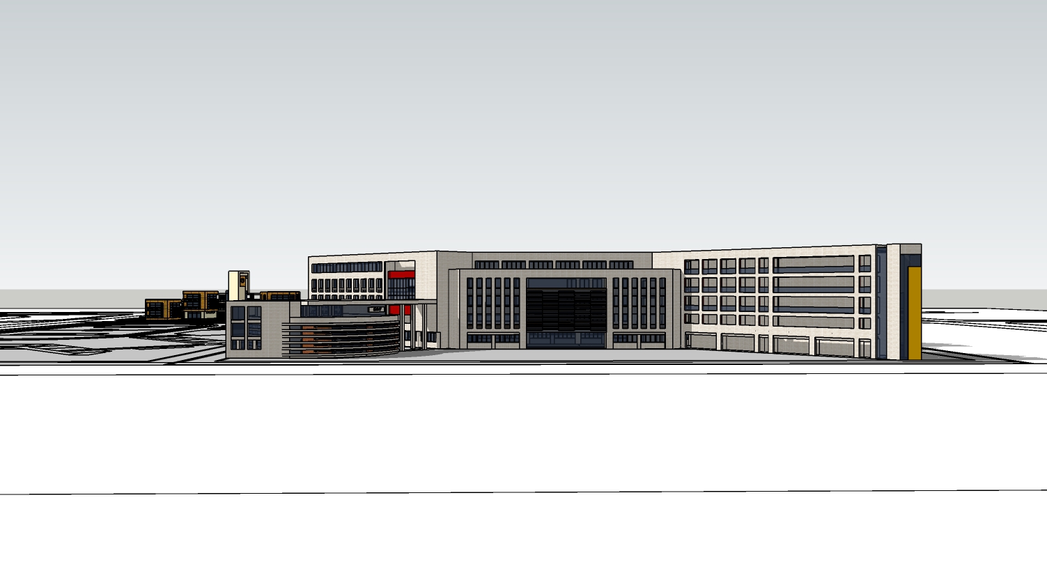 中学校园建筑教学楼su模型-1