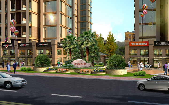 小区入口建筑效果图-1
