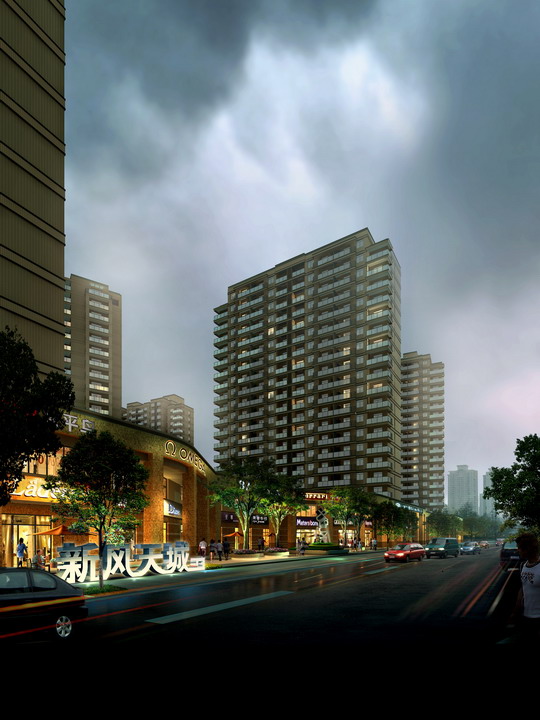 小区入口建筑效果图-1