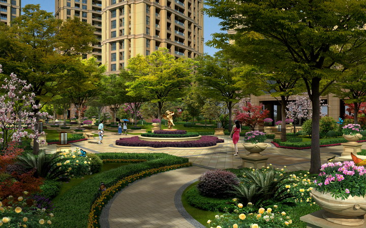 住宅绿化区建筑效果图-1