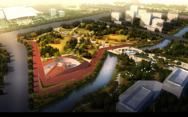 现代公园景观建筑效果图-1
