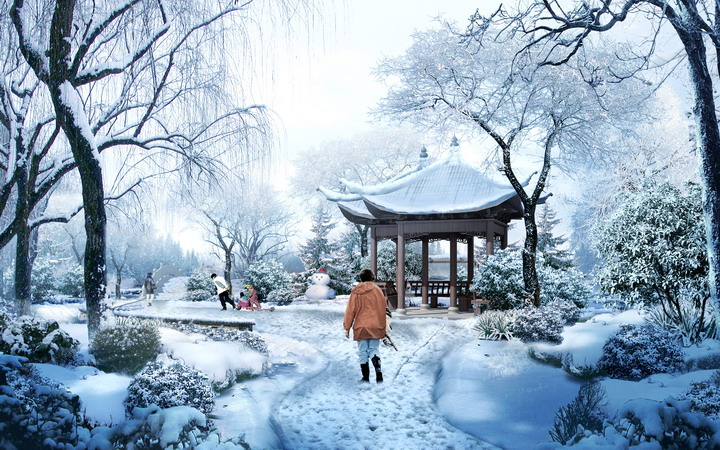 公园冬雪景观效果图-1