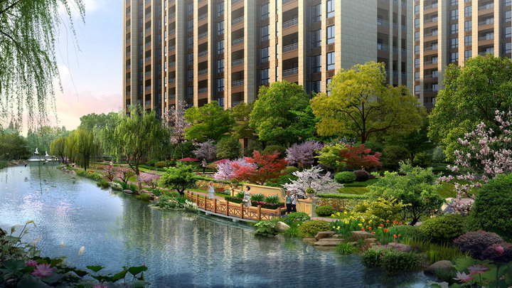 小区绿化建筑景观效果图-1