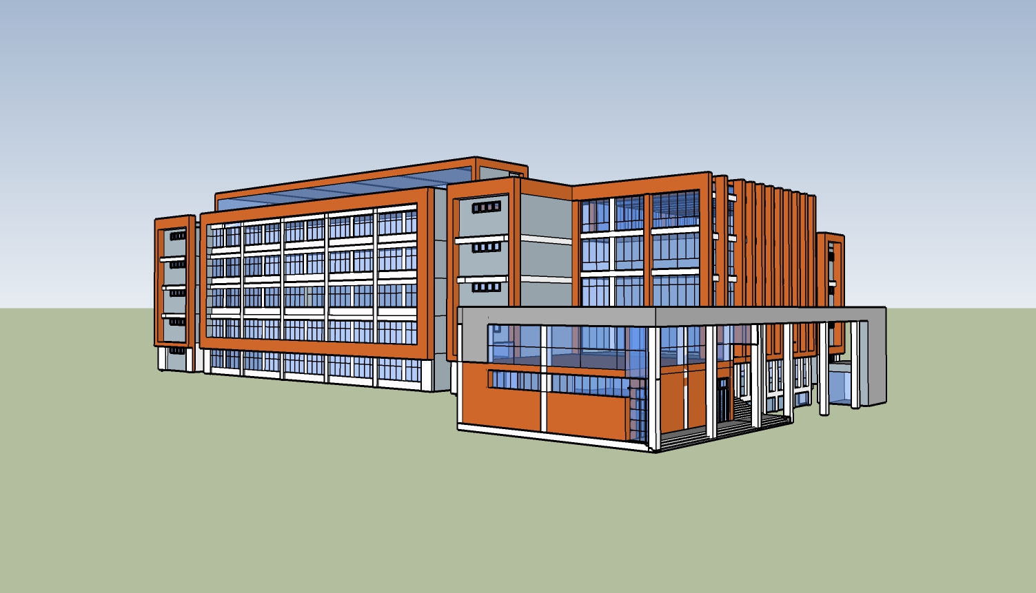 教学楼 sketchup模型-1