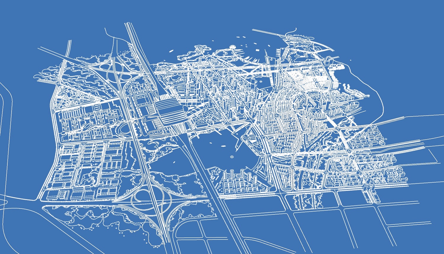 城市整体规划 sketchup模型-1