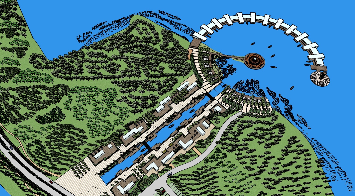滨水酒吧街规划设计方案 sketchup模型-1