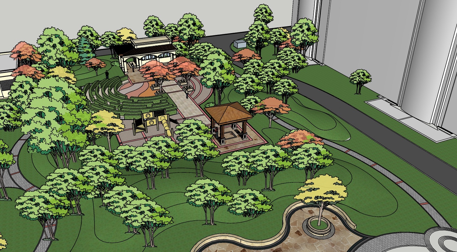 住宅区园林景观设计 sketchup模型-1