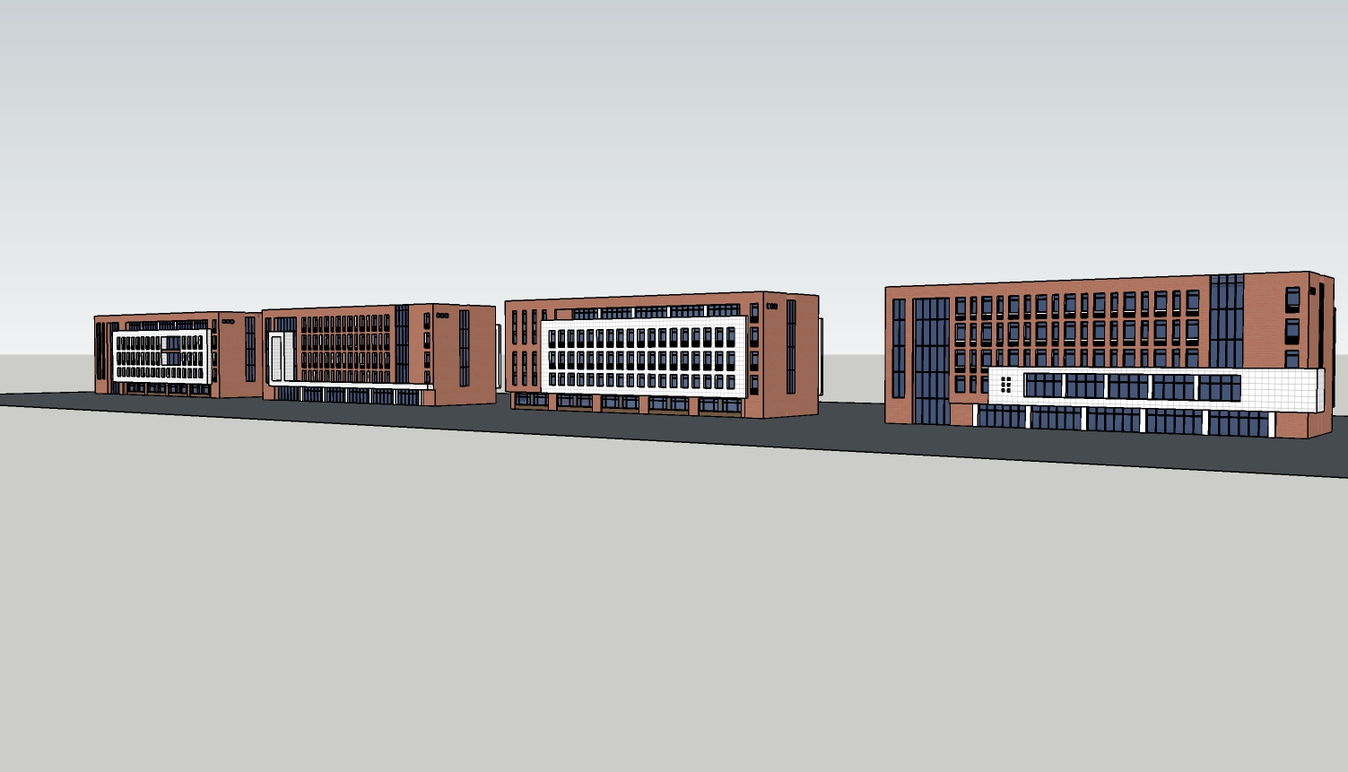 四种教学楼设计 sketchup模型-1