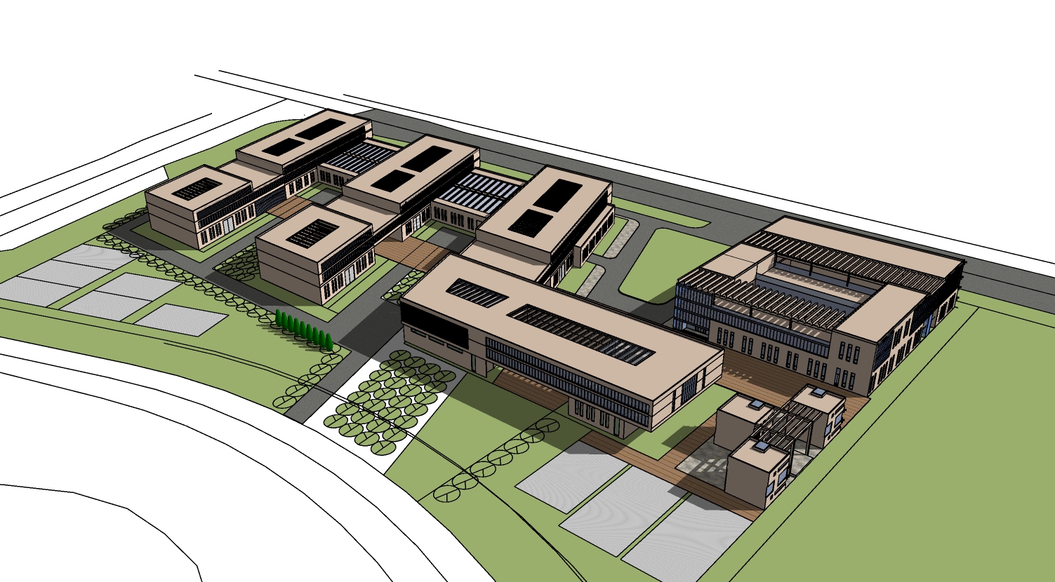 校园规划和建筑设计 sketchup模型-1