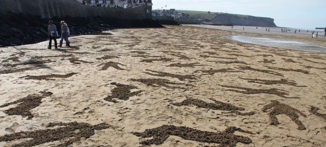 诺曼底海滩纪念和平日,英国艺术家海滩打造9000个人形纪念死亡士兵