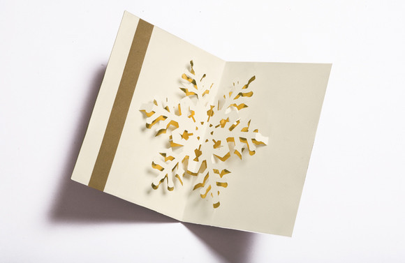 立体雪花国外明信片设计