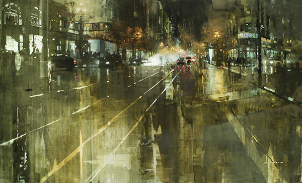 充滿濕潤感，Jeremy Mann 雨中都會藝術作品