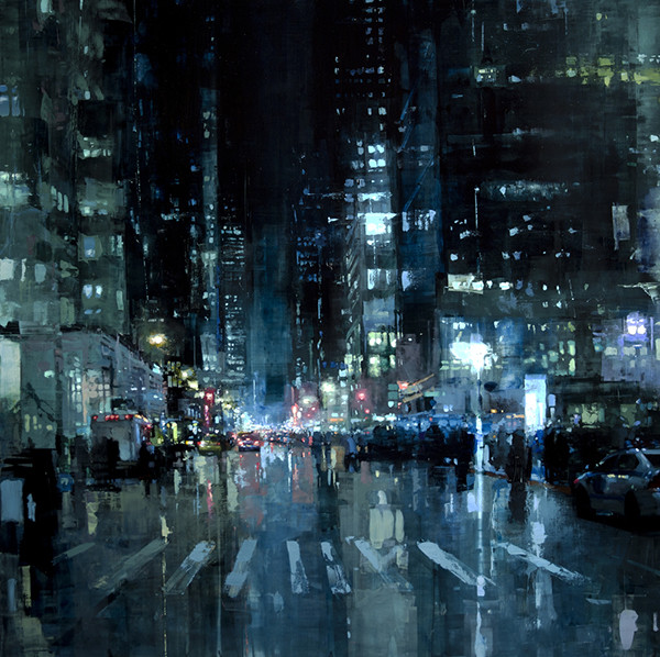 充滿濕潤感，Jeremy Mann 雨中都會藝術作品