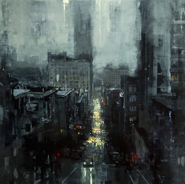 充滿濕潤感，Jeremy Mann 雨中都會藝術作品